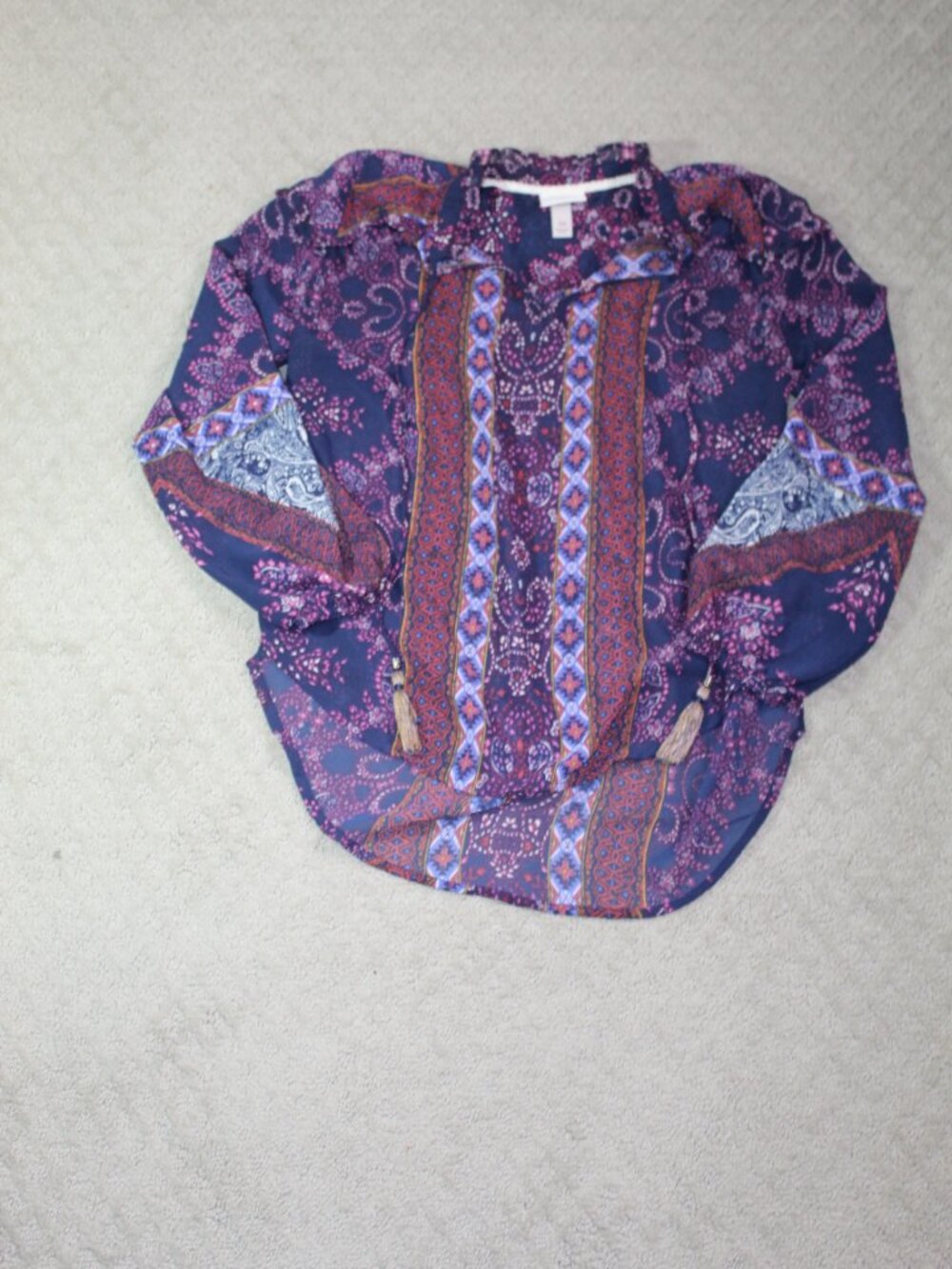 Knox Rose Size XS Blouse Lace Navy Peasant Romantic Moody Boho ethereal sweet